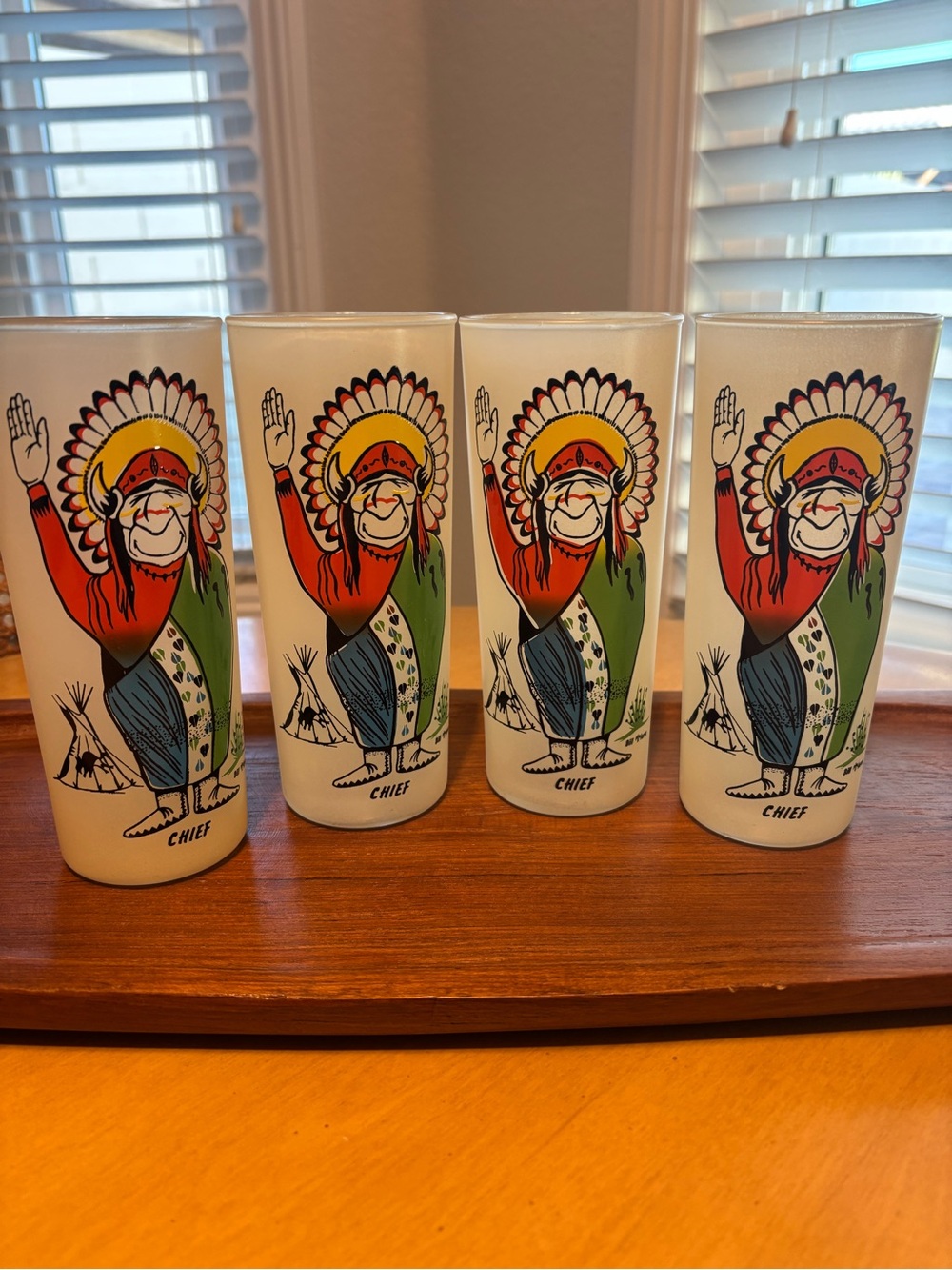 Vintage Retro frosted glass tumblers by Bill Flores